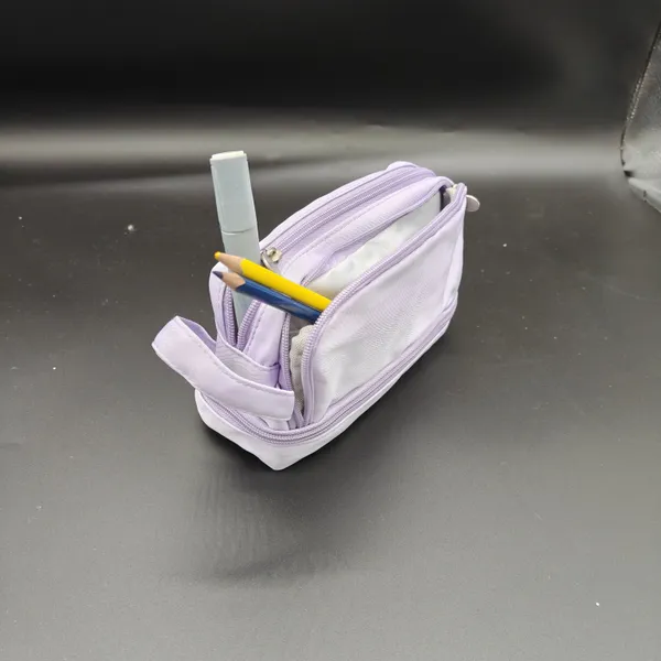 Lavender_Purple_Polyester_Dual_Compartment_Pencil_Pouch_For_Kids
