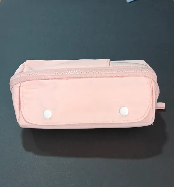 Pink_Polyester_Multi-Compartment_Pencil_Case_Pouch_For_Kids