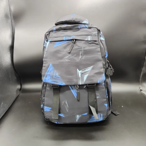 Black_Polyester_Geometric_Print_Multi-Compartment_Backpack_For_Kids