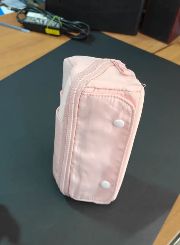 Pink_Polyester_Multi-Compartment_Pencil_Case_Pouch_For_Kids