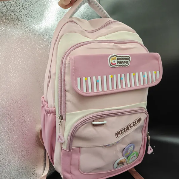 Pink_Polyester_Kawaii_Pizza_Club_School_Backpack_For_Kids