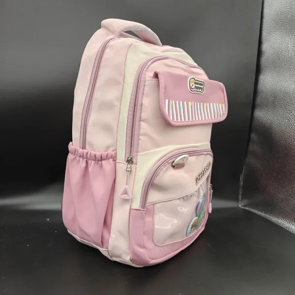 Pink_Polyester_Kawaii_Pizza_Club_School_Backpack_For_Kids