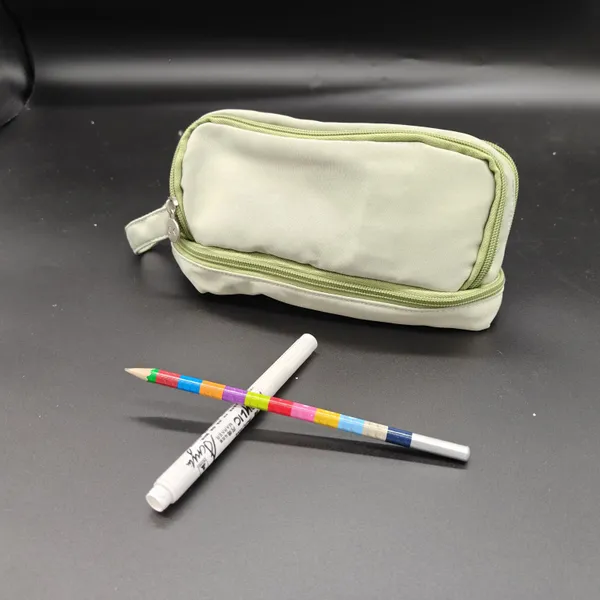 Cream_Green_Polyester_Dual_Compartment_Pencil_Pouch_For_Kids