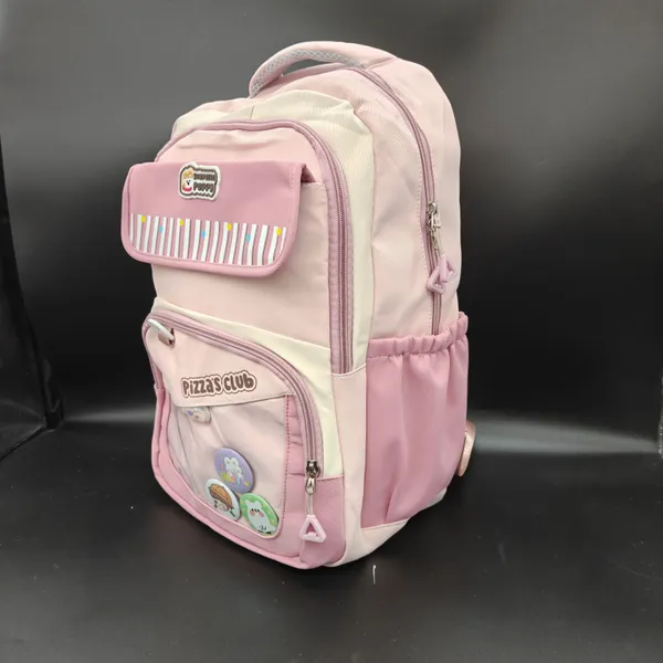 Pink_Polyester_Kawaii_Pizza_Club_School_Backpack_For_Kids