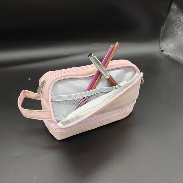 Pink_Polyester_Portable_Travel_Cosmetic_Bag_With_Handle
