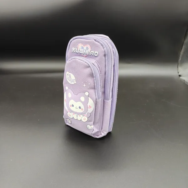 Purple_Polyester_Kuromi_Multi-Compartment_Pencil_Pouch_For_Kids