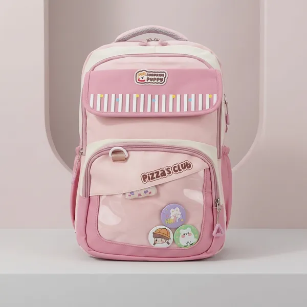 Pink_Polyester_Kawaii_Pizza_Club_School_Backpack_For_Kids