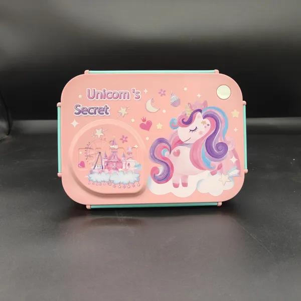 Pink_Plastic_Unicorn_Print_Dual_Compartment_Lunch_Box_For_Kids