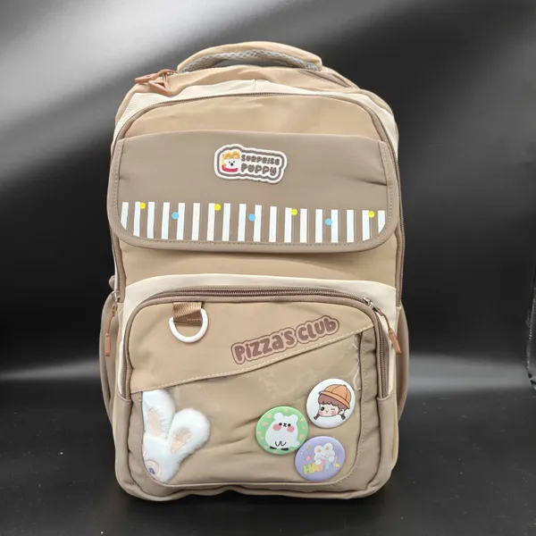 Beige_Polyester_Pizza_Club_Cartoon_Print_School_Backpack_For_Kids