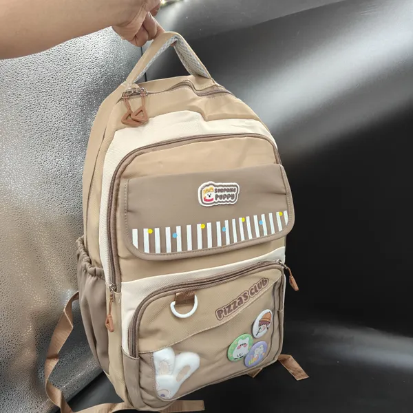 Beige_Polyester_Pizza_Club_Cartoon_Print_School_Backpack_For_Kids