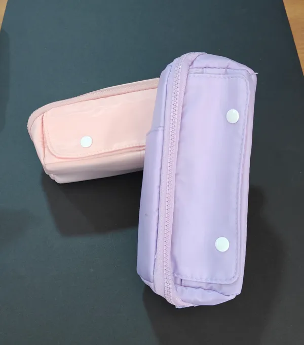 Pink_Polyester_Multi-Compartment_Pencil_Case_Pouch_For_Kids