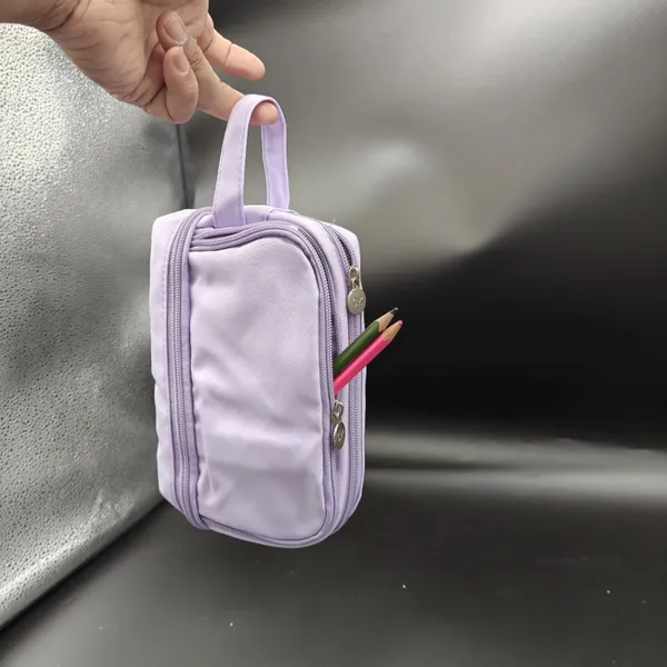 Lavender_Purple_Polyester_Dual_Compartment_Pencil_Pouch_For_Kids