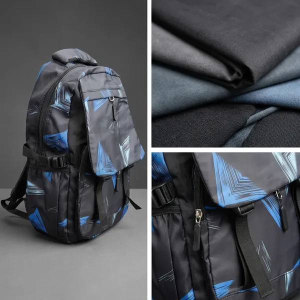 Black_Polyester_Geometric_Print_Multi-Compartment_Backpack_For_Kids