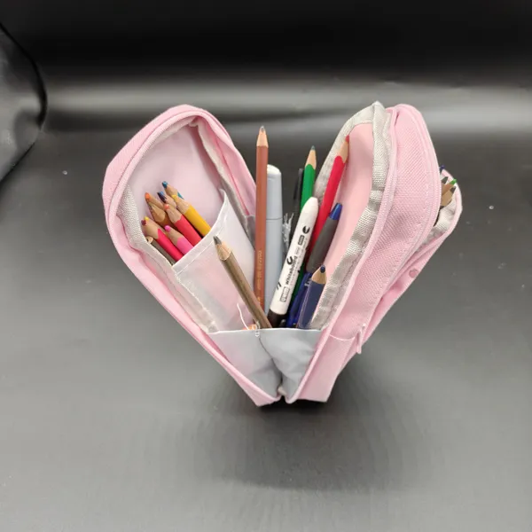 Pink_Polyester_Multi-Compartment_Pencil_Case_For_Kids