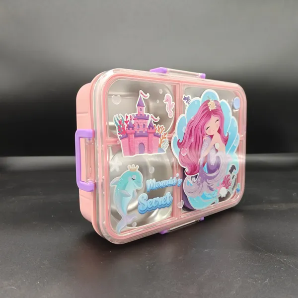 Multicolor_Plastic_Mermaid_Theme_Dual_Compartment_Lunch_Box_For_Kids