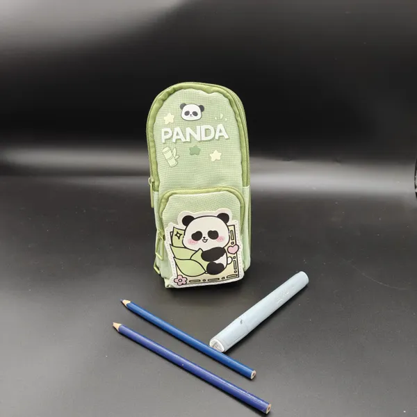 Green_Polyester_Panda_Printed_Backpack-Style_Pencil_Pouch_For_Kids