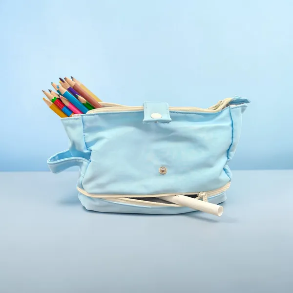 Blue_Polyester_Dual-Compartment_Pencil_Pouch_For_Kids
