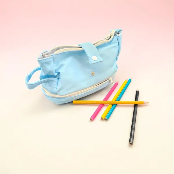 Blue_Polyester_Dual-Compartment_Pencil_Pouch_For_Kids