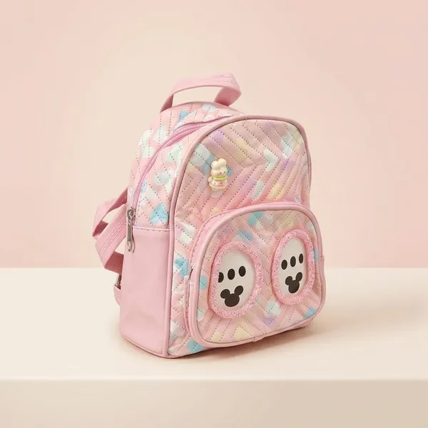Pink_Quilted_Fabric_Smiley_Face_Mini_Backpack_For_Kids