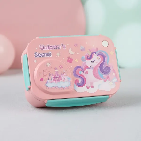 Pink_Plastic_Unicorn_Print_Dual_Compartment_Lunch_Box_For_Kids