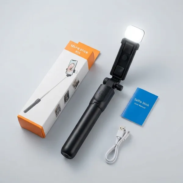 Selfie_Stick_R15_With_Bluetooth_Remote_-_Extendable_Monopod_For_Smartphones