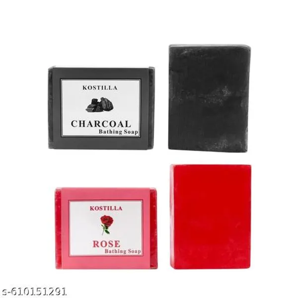 Kostilla_Bathing_Soap_Combo_Charcoal_And_Rose_2_X_100G