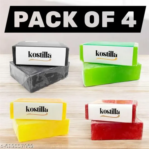 Kostilla_Bathing_Soap_Combo_Charcoal_Haldi_Chandan_Aloe_Vera_Rose_4_X_100G