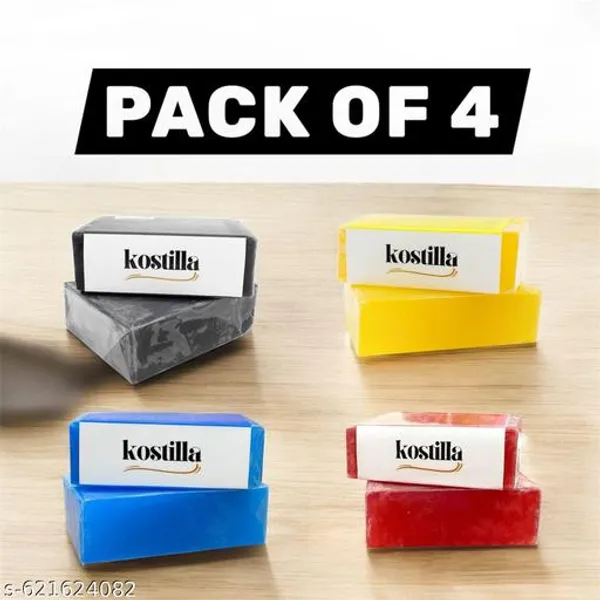Kostilla_Bathing_Soap_Combo_Charcoal_Jasmine_Lemon_Rose_4_X_100G