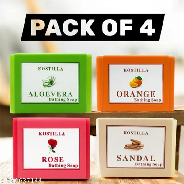 Kostilla_Bathing_Soap_Combo_Orange_Sandal_Aloevera_Rose_4_X_100G