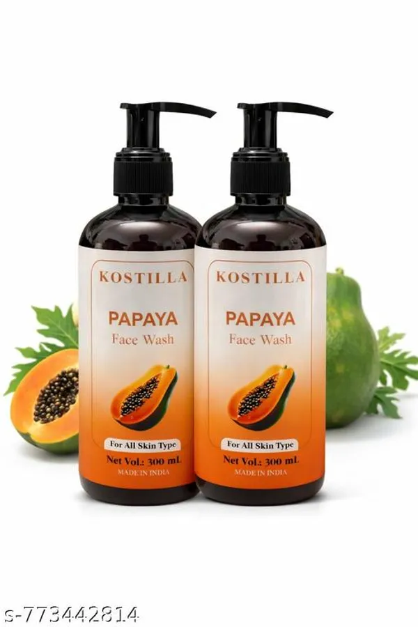 Kostilla_Papaya_Face_Wash_Pack_Of_2_300Ml_Each_Brightening_Deep_Cleansing_For_All_Skin_Types