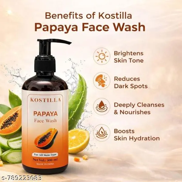Kostilla_Papaya_Skin_Brightening_Face_Wash_Removes_Dirt_Dark_Spots_300Ml