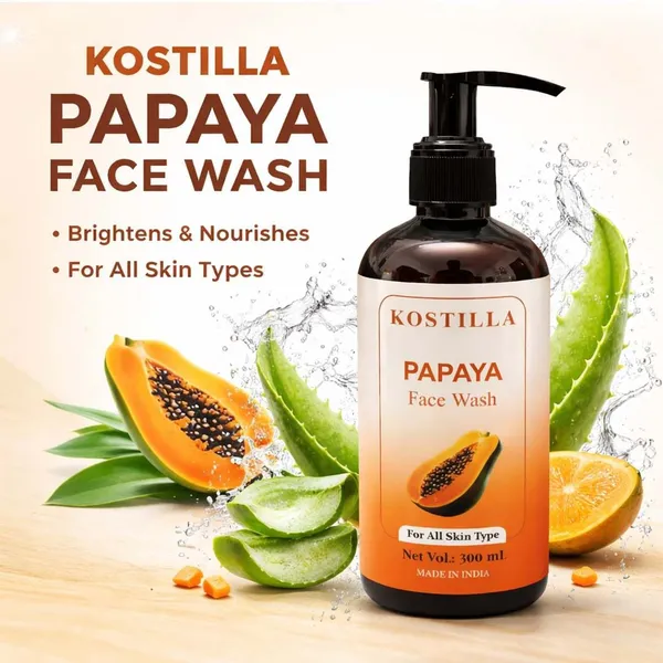 Kostilla_Papaya_Face_Wash_Pack_Of_2_300Ml_Each_Brightening_Deep_Cleansing_For_All_Skin_Types