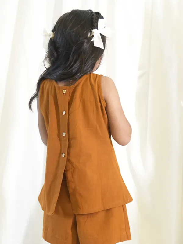 Brown_Back_Button_Top_For_Girl_Kids