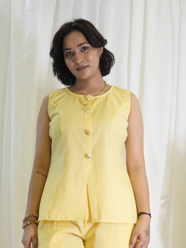 Yellow_Front_Button_Linen_Cotton_Top_For_Women