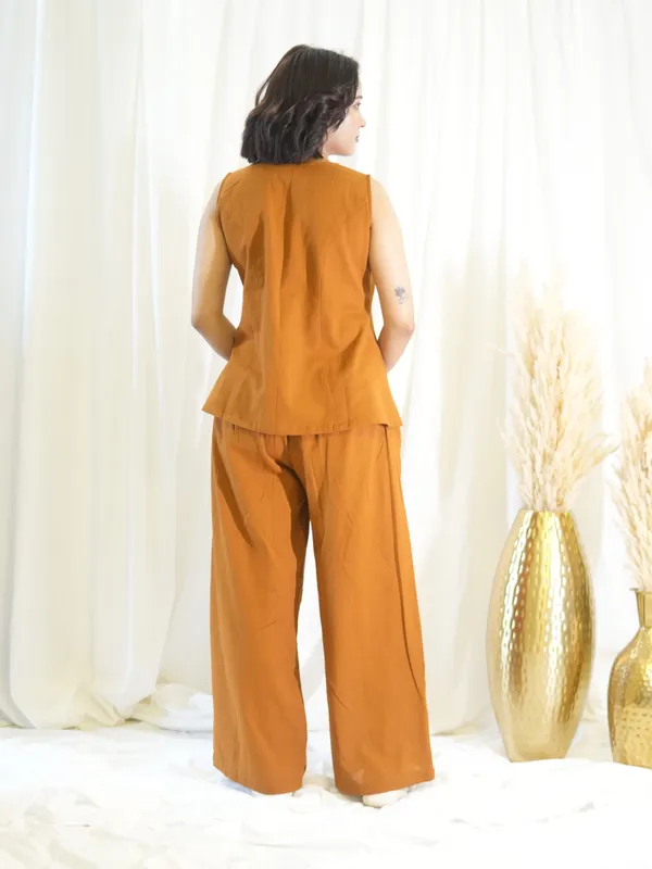 Brown_Front_Button_Coord_Set_For_Women
