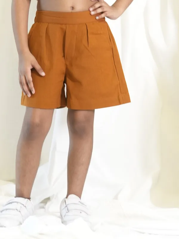 Brown_Linen_Cotton_Shorts_For_Girl_Kids