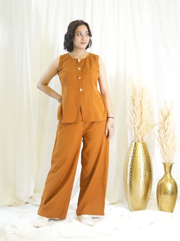 Brown_Front_Button_Coord_Set_For_Women