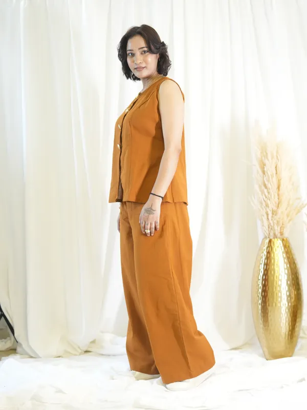 Brown_Front_Button_Coord_Set_For_Women