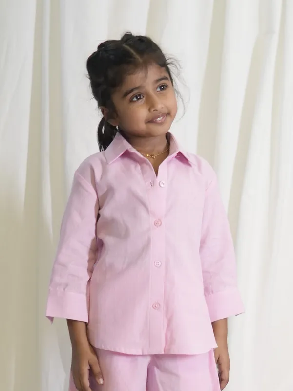 Pink_Linen_Cotton_Shirt_For_Girl_Kids