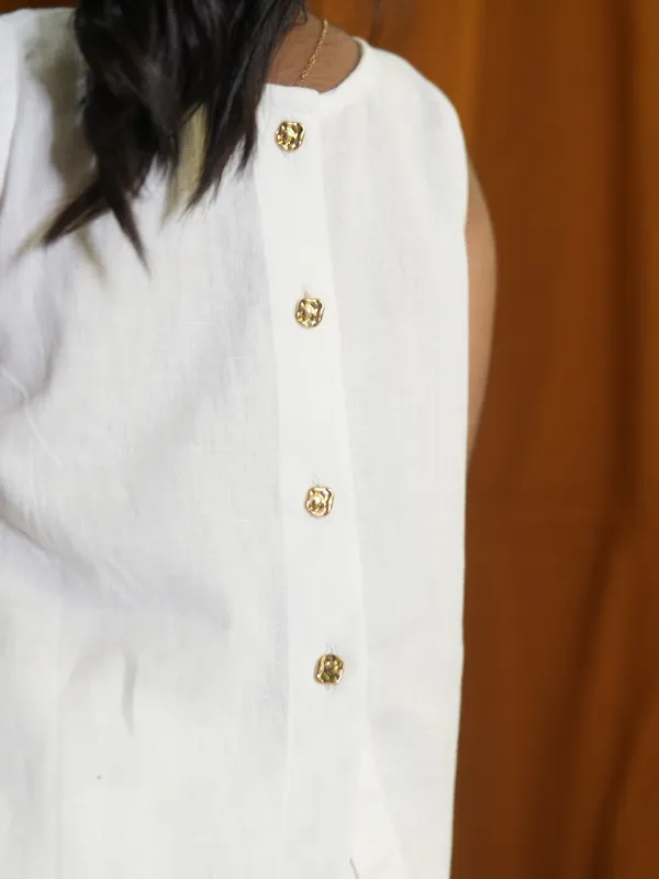White_Back_Button_Top_For_Girl_Kids