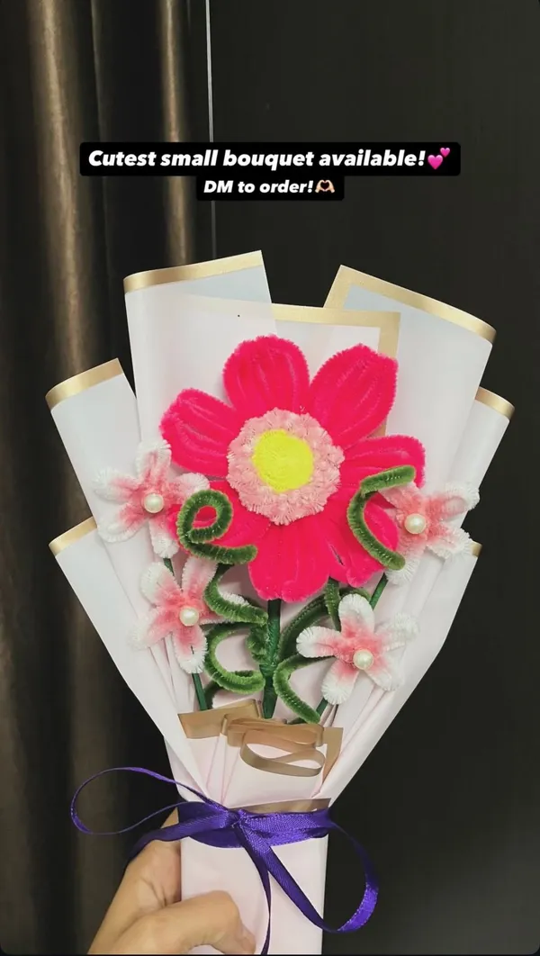 Pink_Floral_Decorative_Bouquet_With_Purple_Ribbon