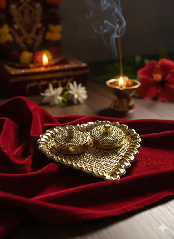 Brass_Golden_Embossed_Decorative_Pooja_Thali_With_Twin_Katori