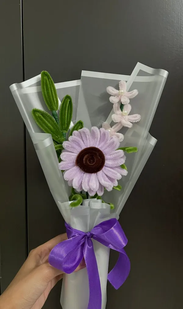Fabric_Floral_Bouquet_With_Purple_Ribbon