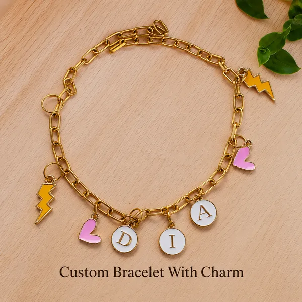 Golden_Alloy_Enamel_Charm_Personalized_Bracelet_For_Women