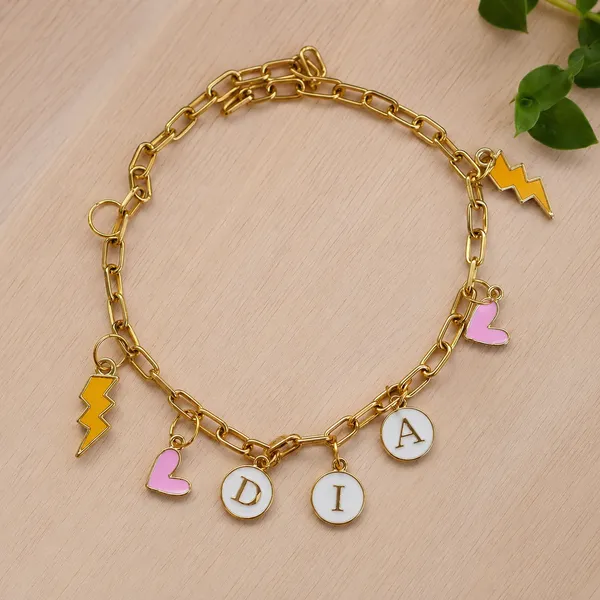 Golden_Alloy_Enamel_Charm_Personalized_Bracelet_For_Women