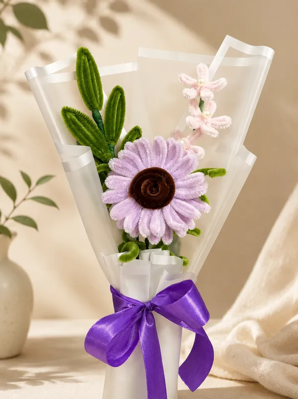 Fabric_Floral_Bouquet_With_Purple_Ribbon