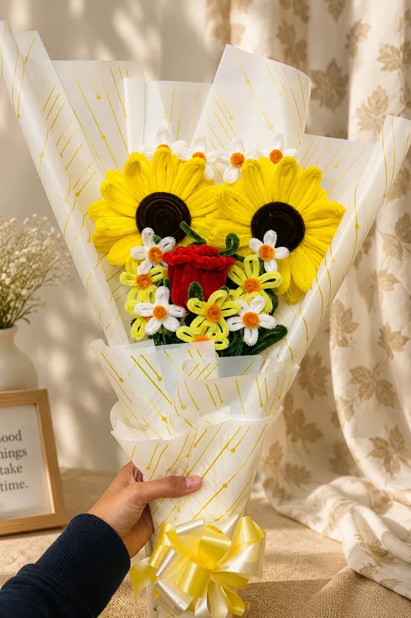 Yellow_Artificial_Sunflower_Floral_Bouquet_With_Gift_Wrapping