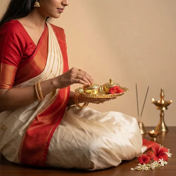 Brass_Gold_Finish_Pooja_Thali_Set_With_Kumkum_Holders