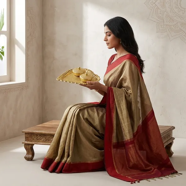 Brass_Golden_Embossed_Decorative_Pooja_Thali_With_Twin_Katori