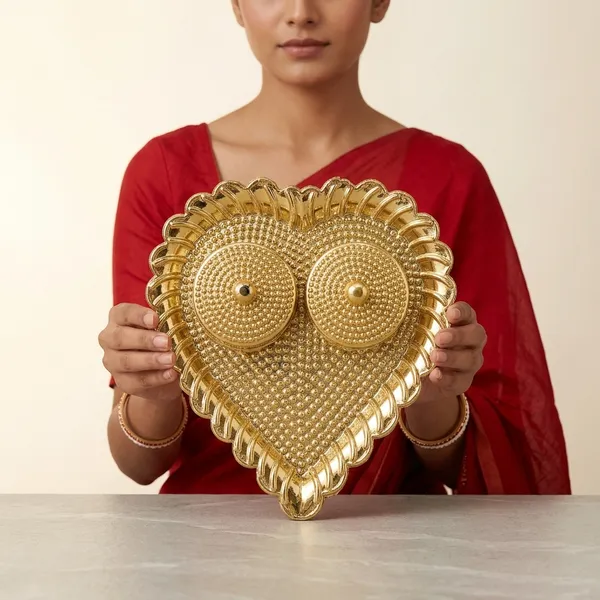 Brass_Golden_Embossed_Decorative_Pooja_Thali_With_Twin_Katori